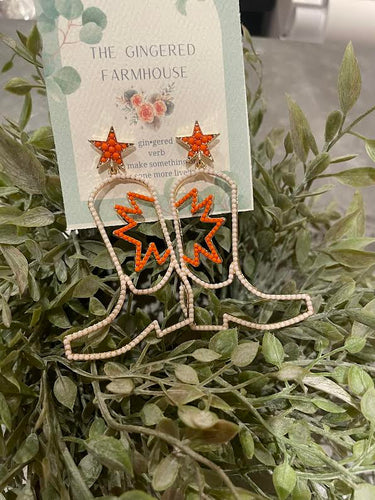 Tennessee Orange Boot Beaded Earrings