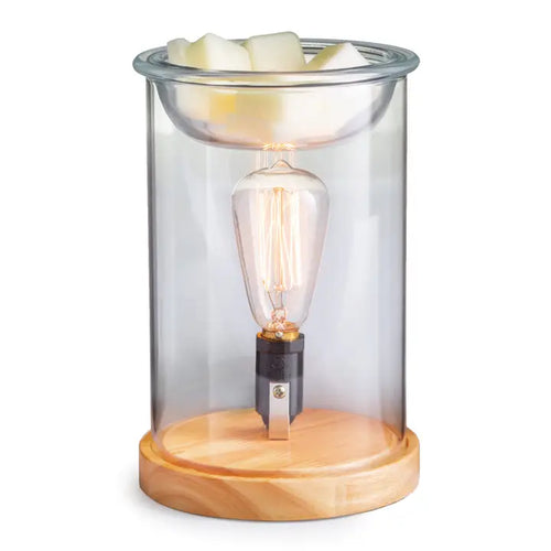 Vintage Bulb Illumination Fragrance Warmer- Wood & Glass