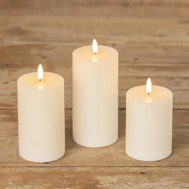 Cream Grooved 3D Flame Candle