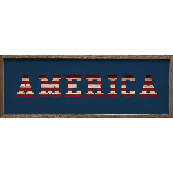 America Wood Framed Picture