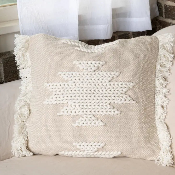 18X18 Hand Woven Auden Pillow White