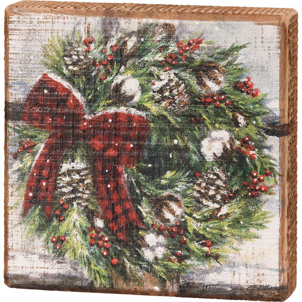 Winter Wreath Block Sign