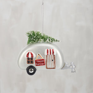Happy Camper Glass Ornament
