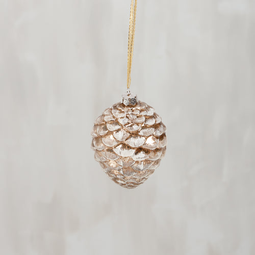 Glass Snowy Pinecone Ornament