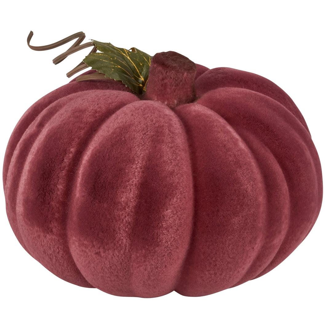 Flocked Burgundy Pumpkin