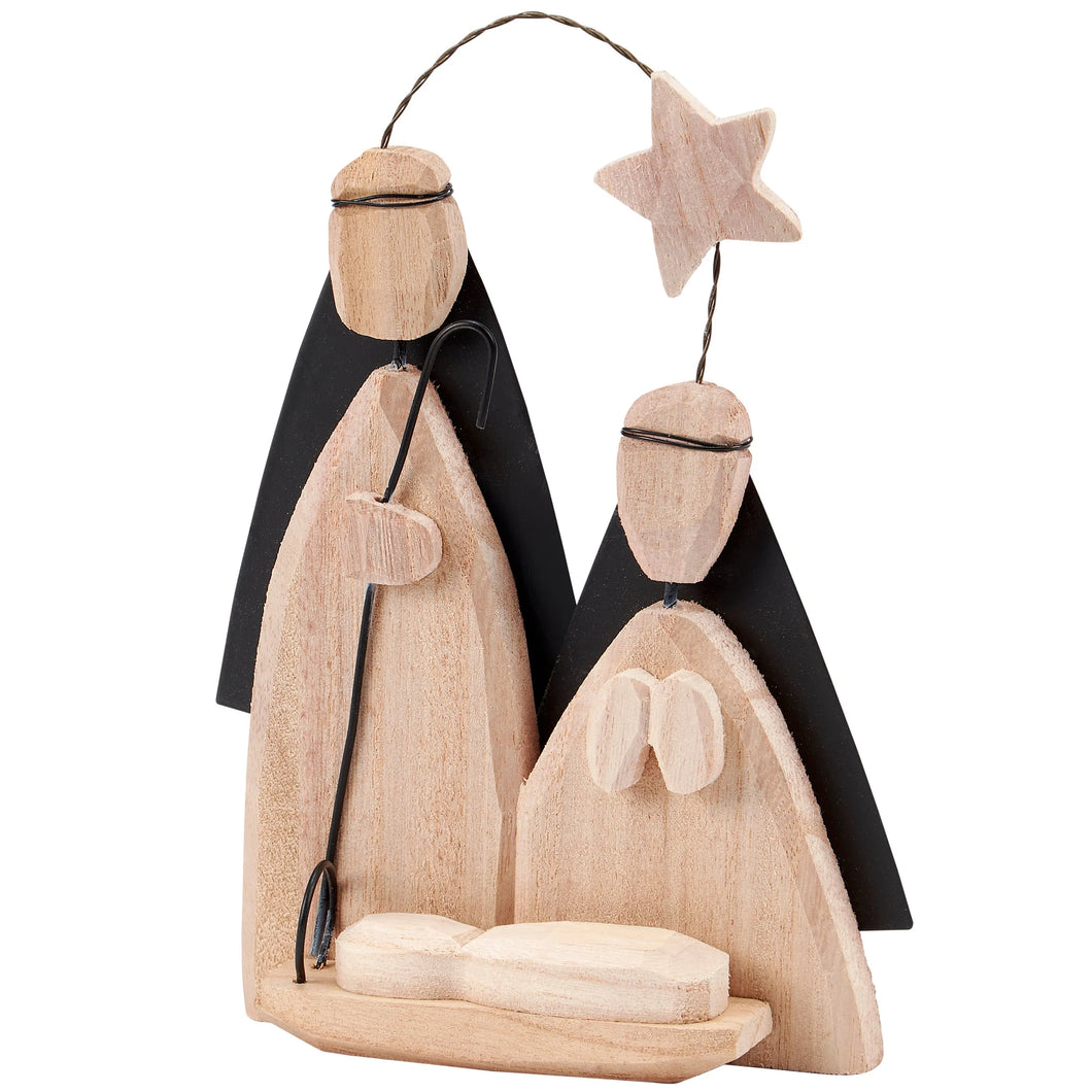 Carved Holy Family Hanging Decor