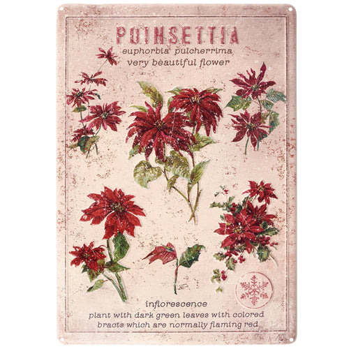 Poinsettia Metal Wall Sign
