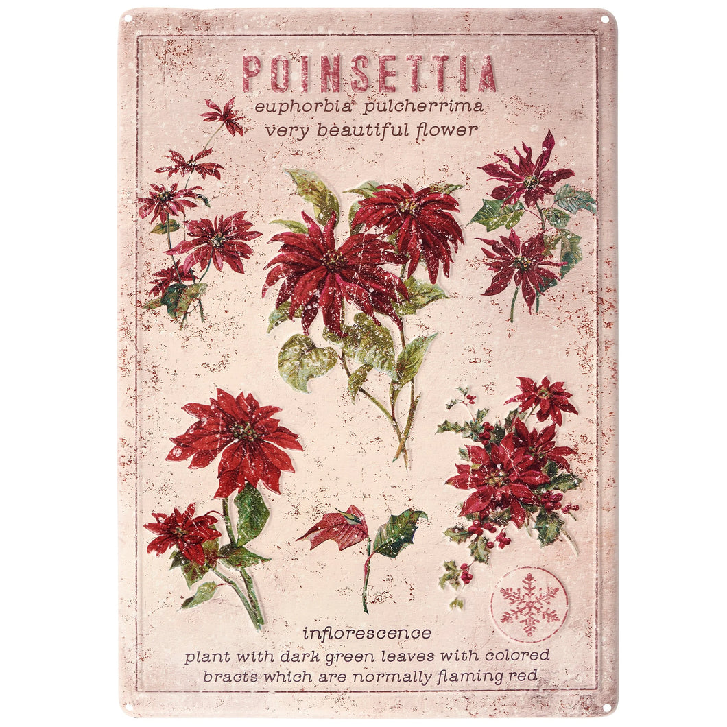 Poinsettia Metal Wall Sign