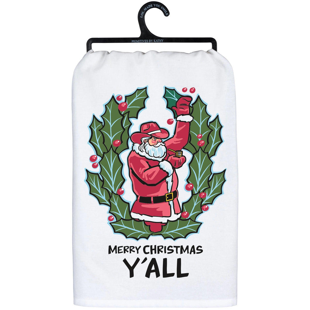 Merry Christmas Y'all Tea Towel