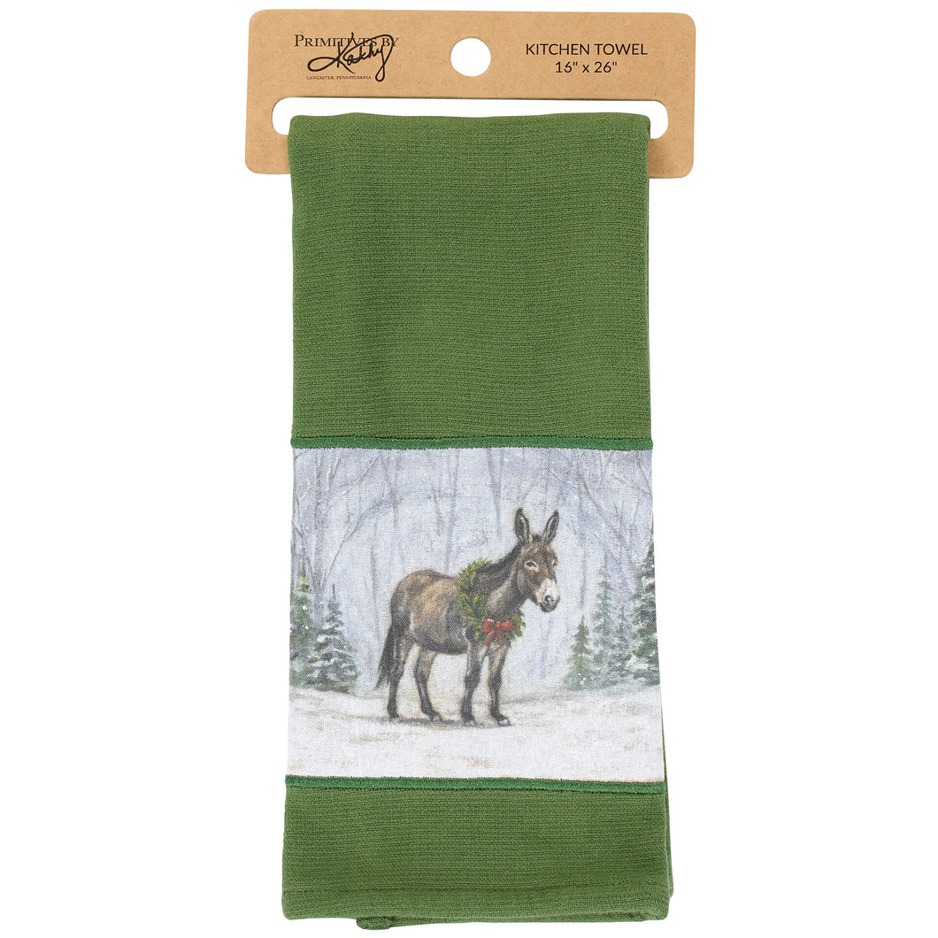 Snowy Donkey Kitchen Towel