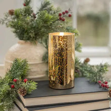 Load image into Gallery viewer, Gold Mercury Glass 3D Flame Candle