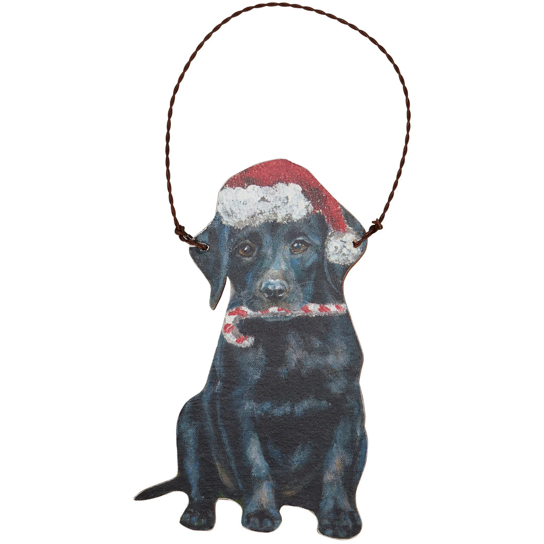 Black Lab Santa Ornament