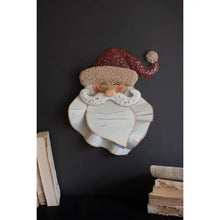 Load image into Gallery viewer, Painted Metal and Boucle Santa Head Wall Decor