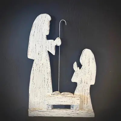 Whitewash Silhouette Nativity Scene