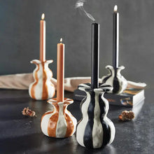 Load image into Gallery viewer, Orange Striped Ceramic Candle Holder