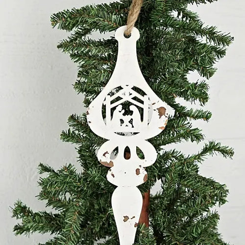 Vintage Metal Nativity Ornament