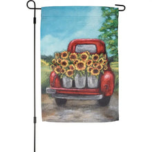 Load image into Gallery viewer, Sunflowers and Red Truck Garden Flag