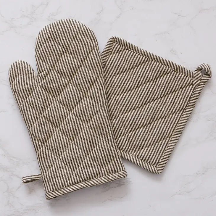 Ticking Stripe Oven Mitt/Pot Holder