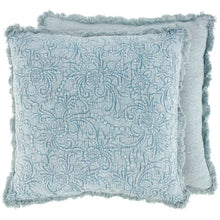 Load image into Gallery viewer, Fade Wash Blue Floral Pillow