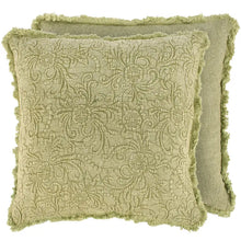 Load image into Gallery viewer, Fade Wash Floral Green Pillow