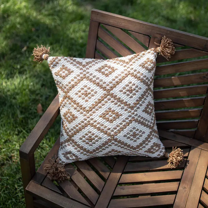 18x18 Hand Woven Rook Pillow Brown