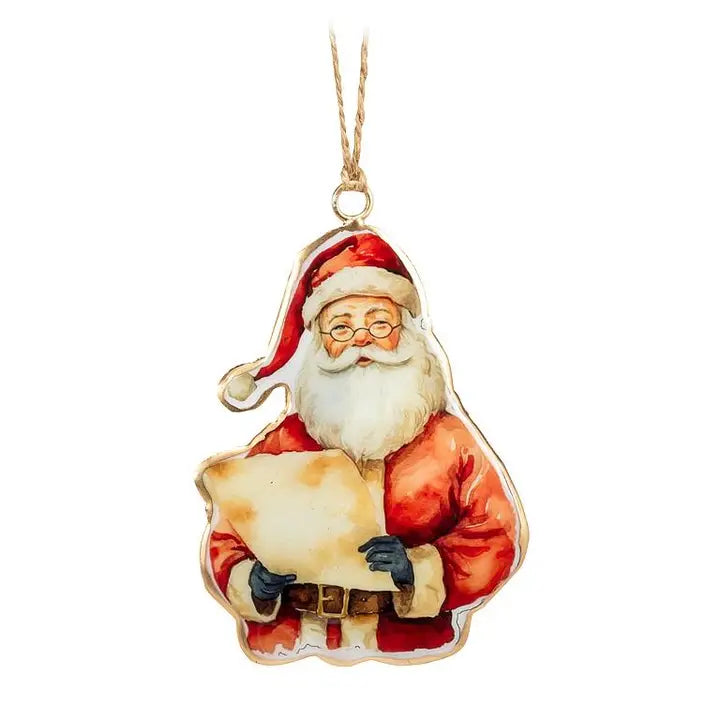 Santa with List Ornament