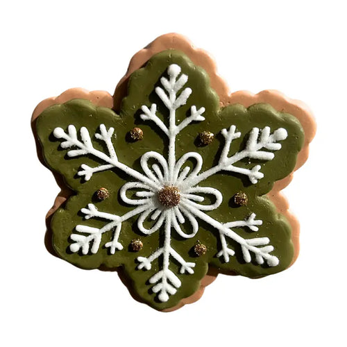 Sage Gingerbread Snowflake Cookie Ornament