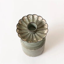 Load image into Gallery viewer, Antiqued Green Scalloped Candle Holder