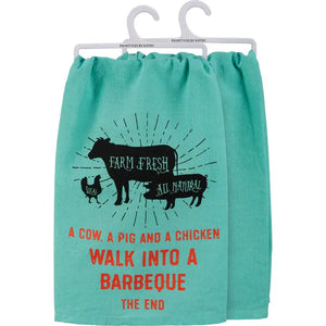 Walk Into A BBQ Tea Towel
