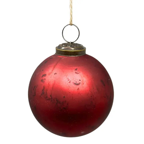 Matte Marbled Glass Ball Ornament Burgundy
