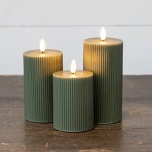 Load image into Gallery viewer, Green Grooved 3D Flame Candle