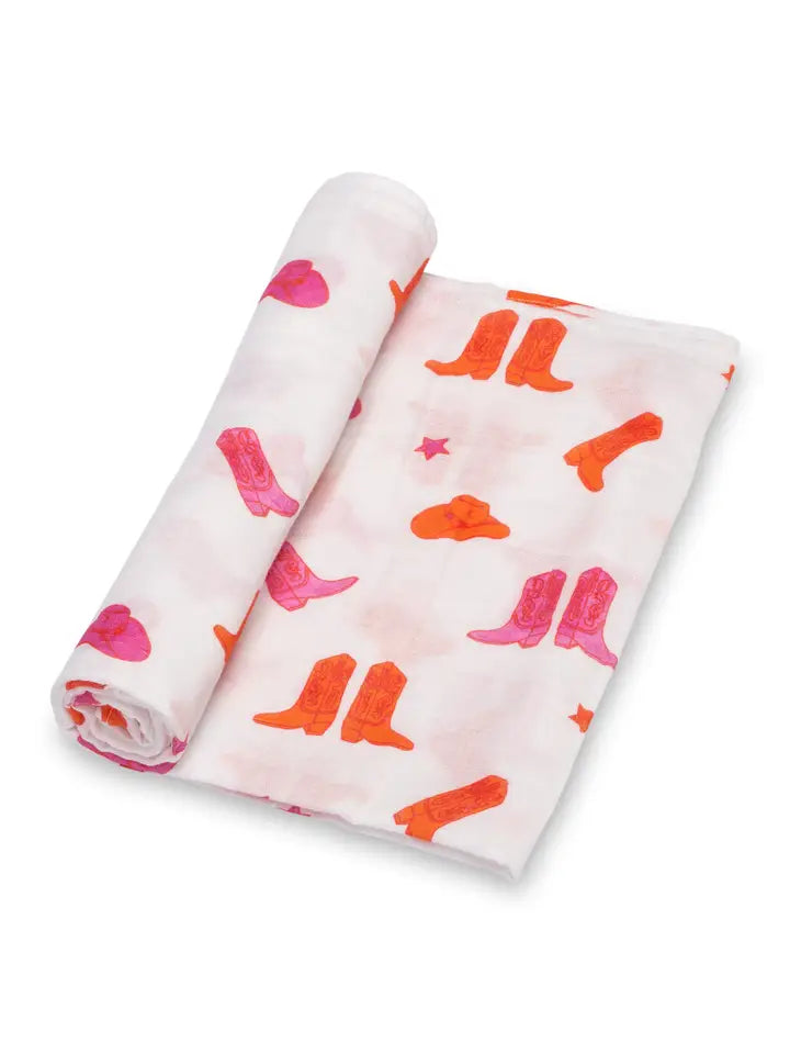 Life Is Better In Pink Boots Swaddle Blanket