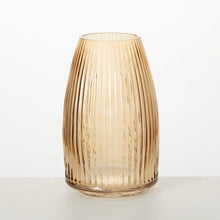 Load image into Gallery viewer, Ribbed Amber Glass Vase