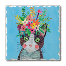 Load image into Gallery viewer, Floral Cats Coaster