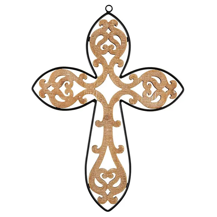 Wood & Metal Elegance Wall Cross