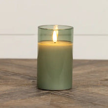 Load image into Gallery viewer, Green Glass 3D Flame Candle