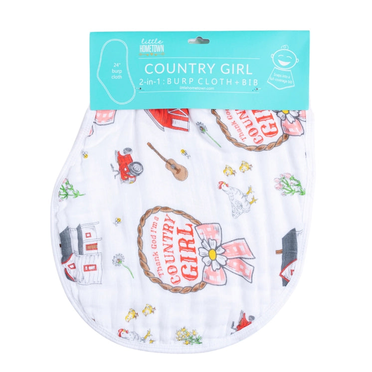 Country Girl 2-in-1 Burp Cloth/Bib