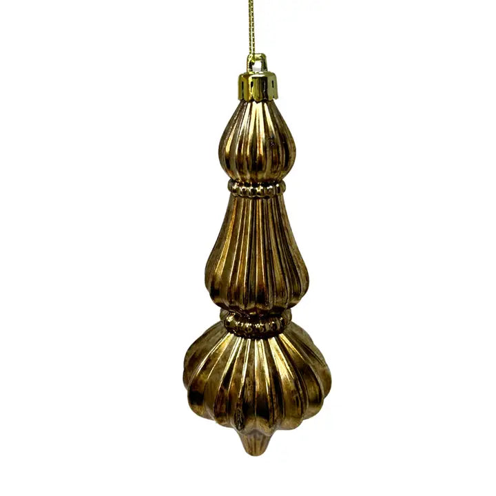 Antique Gold Lined Slender Finial Ornament