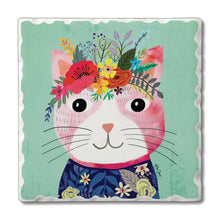 Load image into Gallery viewer, Floral Cats Coaster