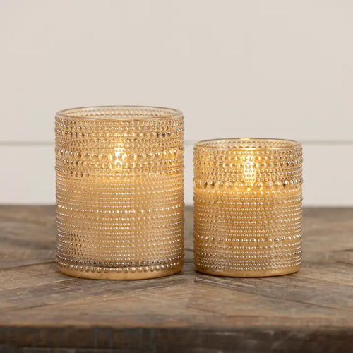 Champagne Dotted Glass 3D Flame Candle