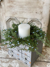 Load image into Gallery viewer, Winter Blues Juniper Candle Ring 12&quot;