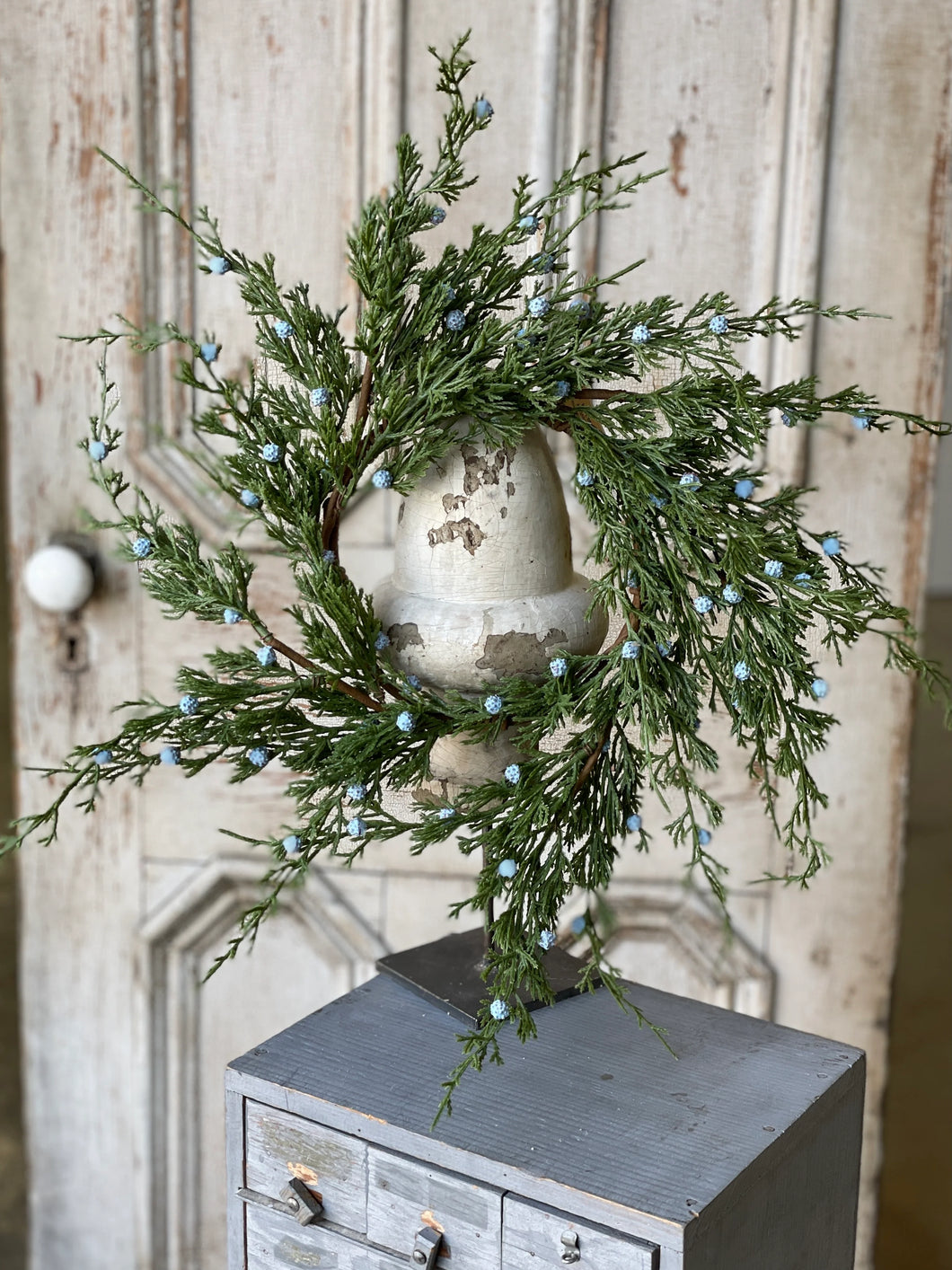 Winter Blues Juniper Candle Ring 12