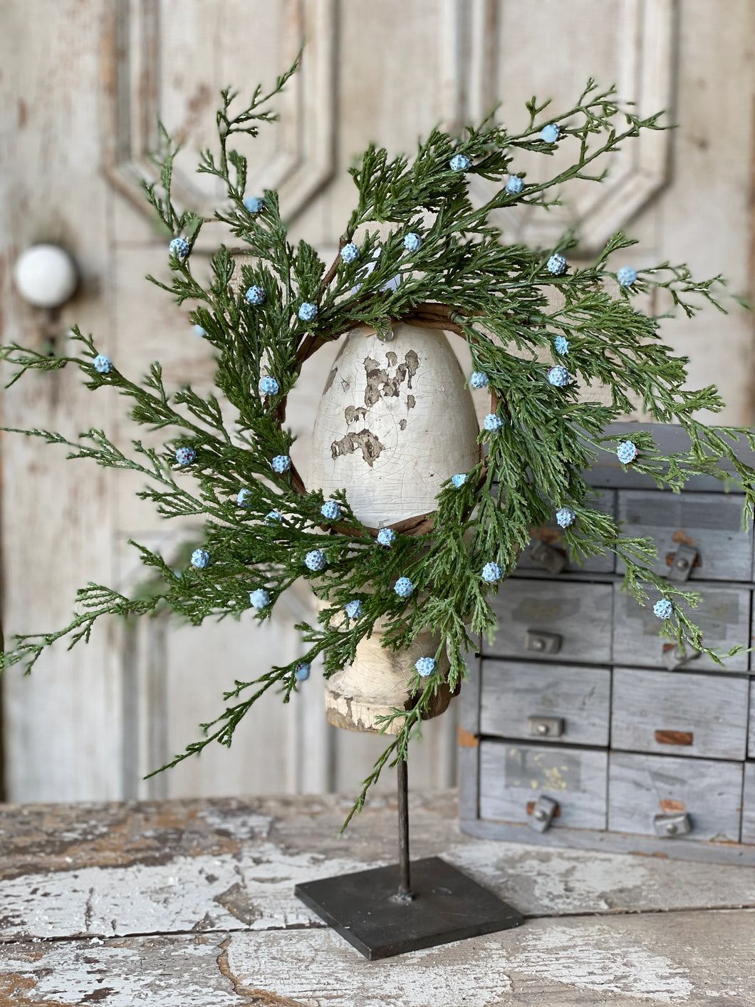 Winter Blues Juniper Candle Ring 10