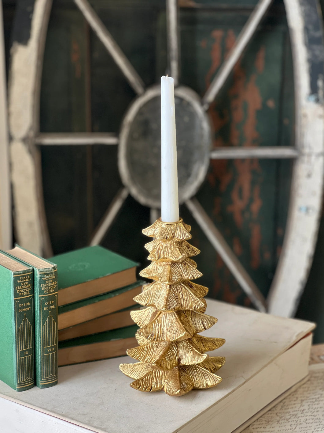 Gilded Fir Tree Taper Holder