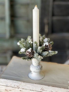 Snowy Mini Pine Taper Candle Ring