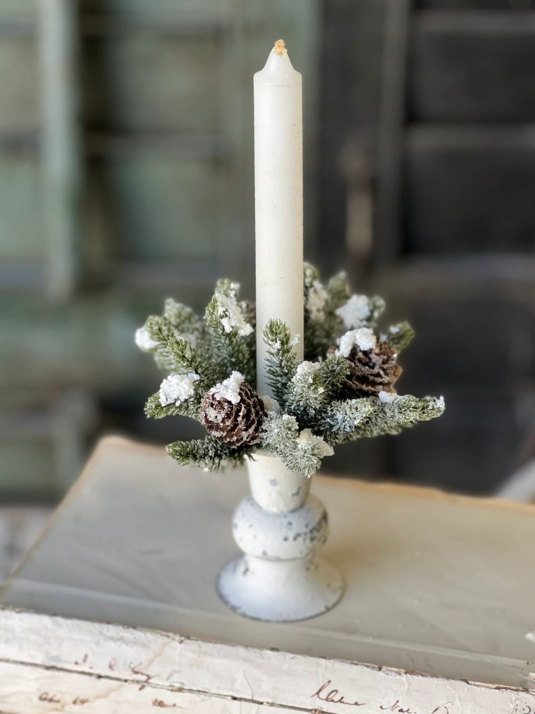 Snowy Mini Pine Taper Candle Ring