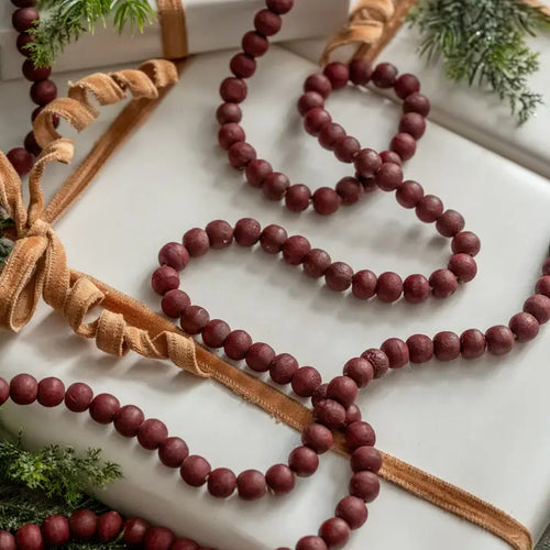 Burgundy Wood Bead Garland