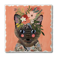Load image into Gallery viewer, Floral Cats Coaster