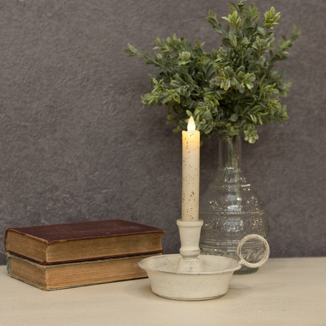 White Ornamental Taper Candle Holder