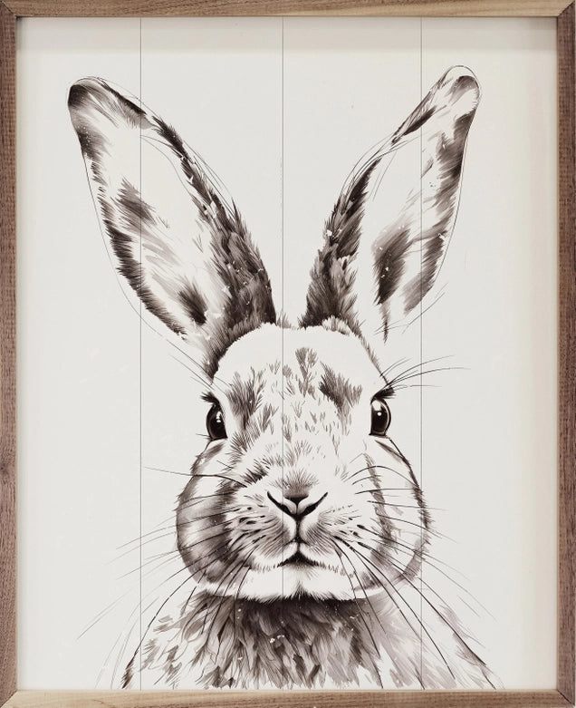 Simple Rabbit Wood Framed Picture
